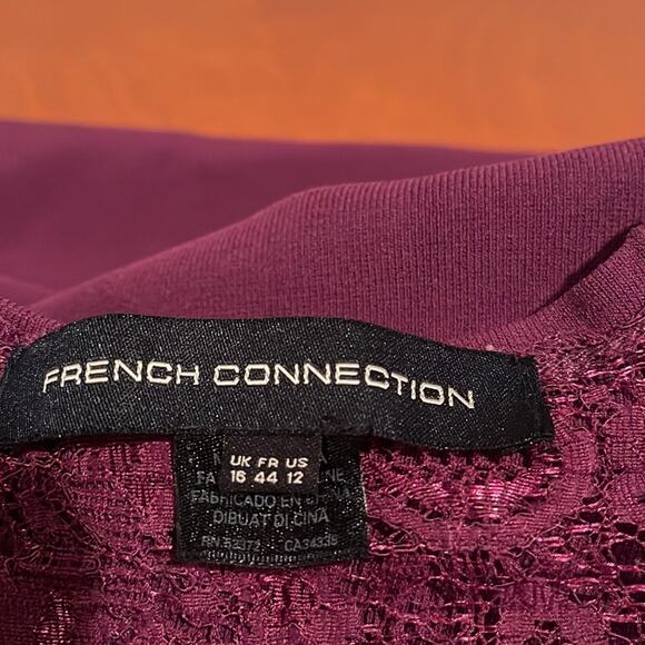 French Connection Short Sleeve Knit Dress Lace Insert Size 12 - Picture 10 of 14